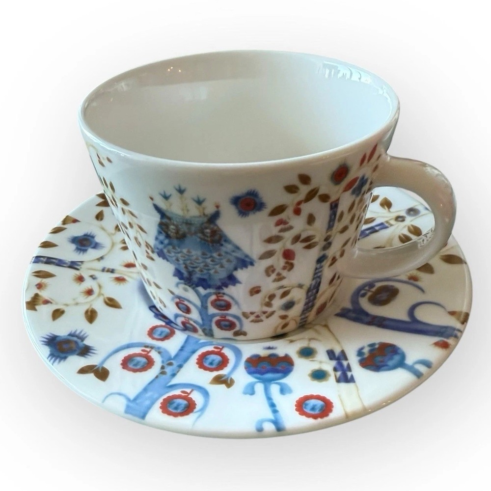 iittala Taika Coffee / Tea Cup and Saucer White‎ Owl Klaus Haapaniemi Finnish